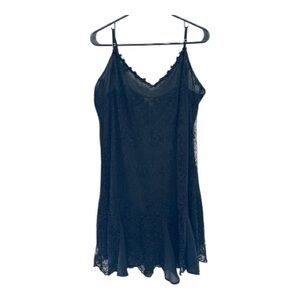 Vintage Y2K Era Flora Fairy Style Black Lace Slip Dress Size XL